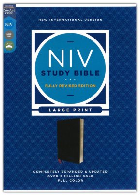 NIV Large-Print Study Bible, Fully Revised Edition, Comfort Print--bonded leather, black (red letter)