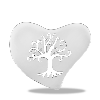 Tree of Life Silver Heart Shaped Disc For Lockets