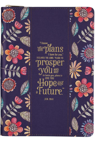 I Know the Plans Purple Faux Leather Classic Journal with Zipped Closure - Jeremiah 29:11