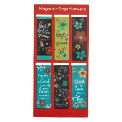 6006937130531 Set of 6 God's Love Vintage Blooms Inspirational Magnetic Bible Verse Bookmark w