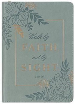 9781642724189 Classic Faux Leather Journal Walk by Faith 2 Cor. 5:7 Powder Blue Floral Inspira