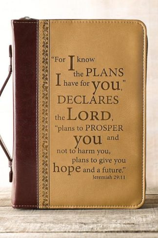 1220000130029 Tan Faux Leather Bible Cover for Men and Women  I Know The Plans - Jeremiah 29:1