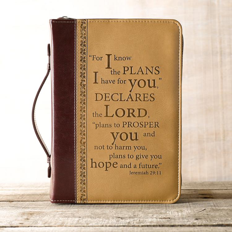 1220000130029 Tan Faux Leather Bible Cover for Men and Women  I Know The Plans - Jeremiah 29:1