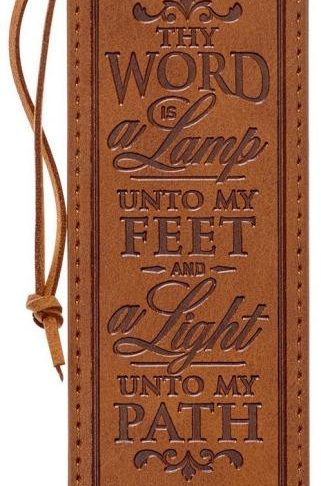 1220000138667 Toffee Brown Faux Leather Bookmark: Thy Word is a Lamp Unto My Feet - Psalm 119: