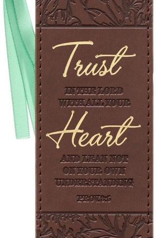 1220000138711 Faux Leather Bookmark: Trust in the Lord - Proverbs 8:5 Inspirational Bible Vers