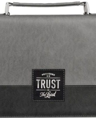 1220000320062 Protective Charcoal Gray and Black Faux Leather Classic Bible Cover for Men: Tru