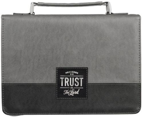 1220000320062 Protective Charcoal Gray and Black Faux Leather Classic Bible Cover for Men: Tru