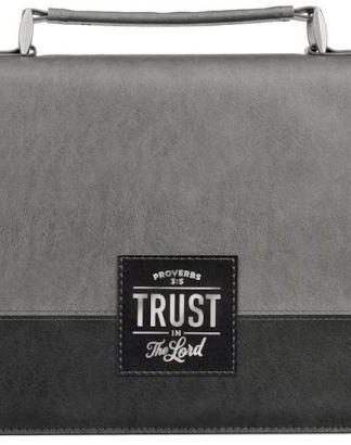 1220000320079 Protective Charcoal Gray and Black Faux Leather Classic Bible Cover for Men: Tru