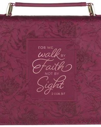 1220000320178 Protective Maroon Floral Faux Leather Bible Cover Carry Case with Handle for Wom