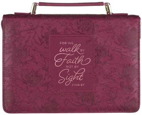 1220000320178 Protective Maroon Floral Faux Leather Bible Cover Carry Case with Handle for Wom