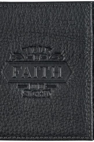 1220000321403 Genuine Full Grain Leather RFID Blocking Scripture Wallet for Men: Walk by Faith
