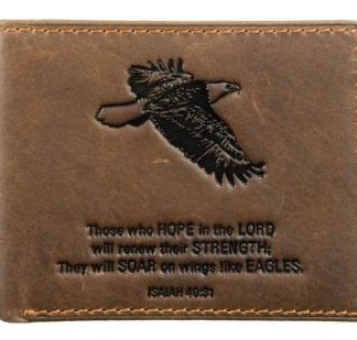 6006937086821 Genuine Leather Wallet for Men  Wings Like Eagles  Isaiah 40:31 Bible Verse  Q"