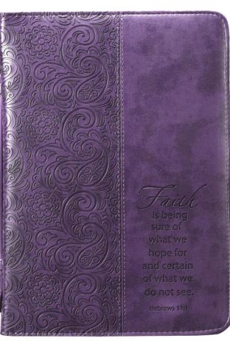 6006937096790 Purple Faux Leather Bible Cover for Women  Faith Purple Paisley- Hebrews 11:1  Z