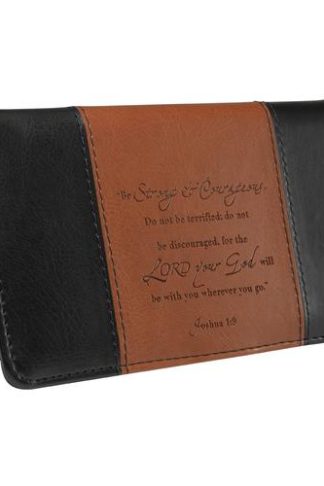 6006937102309 Checkbook Cover Brown/Black Strong & Courageous Josh. 1:9