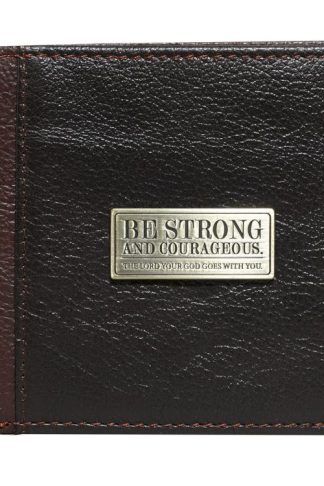 6006937124578 Genuine Leather Classic Bifold Wallet for Men Strong and Courageous with Brass I