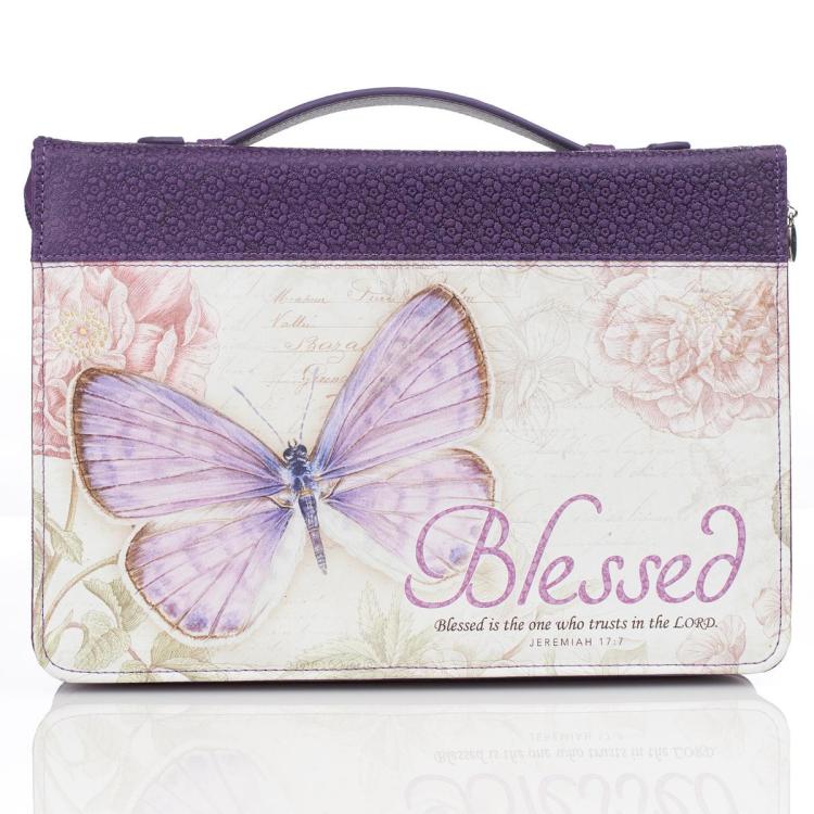 6006937131668 Purple Botanic Butterfly Blessings Fashion Bible Cover  Blessed Jeremiah 17:7  B