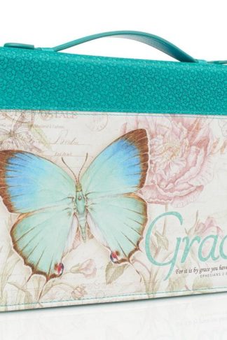6006937131699 Blue Botanic Butterfly Blessings Grace" Bible / Book Cover - Ephesians 2:8 (Med"