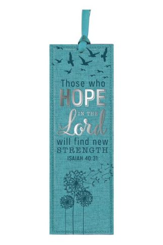 6006937142480 Teal Faux Leather Bookmark  Hope In The Lord - Isaiah 40:31 Bible Verse Inspirat