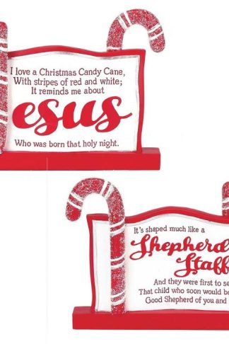 603799088923 Christmas Candy Cane Jesus Tabletop Plaque