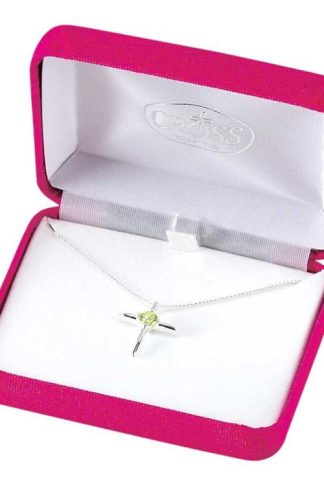 603799208529 August Birthday Cross Peridot CZ