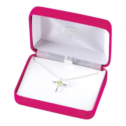 603799208529 August Birthday Cross Peridot CZ