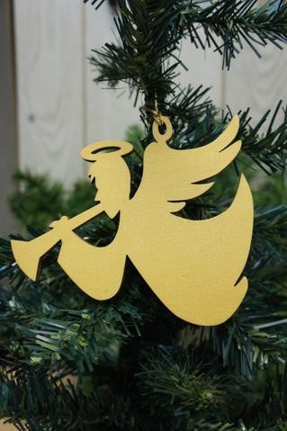 647094852421 Angel With Trumpet Poplar Wood (Ornament)