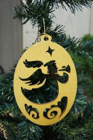 650966823429 Angel In Clouds Poplar Wood (Ornament)