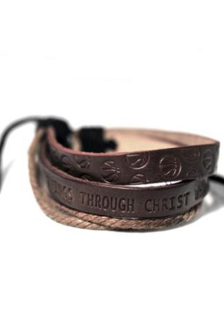 651263031258 Basketball I Can Do All Things Dual Leather (Bracelet/Wristband)