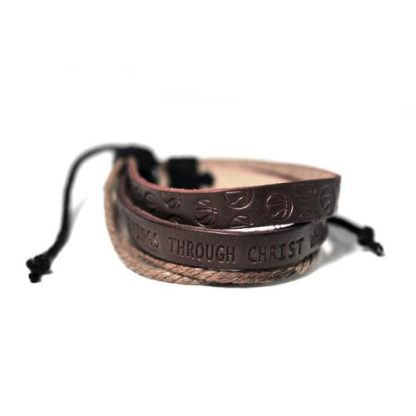 651263031258 Basketball I Can Do All Things Dual Leather (Bracelet/Wristband)
