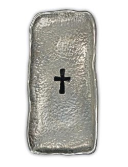 785525293266 Hammered Metal Dish With Cross