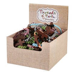 886083610042 Threads Of Faith Wood Cross Cord (Bracelet/Wristband)