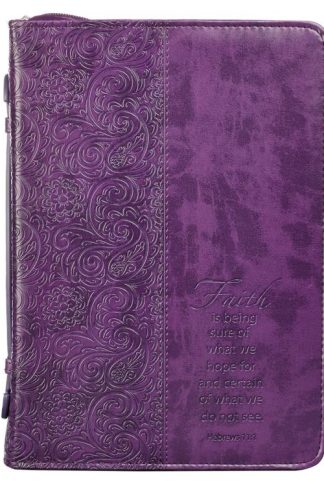 1220000130401 Purple Faux Leather Bible Cover for Women  Faith Purple Paisley- Hebrews 11:1  Z