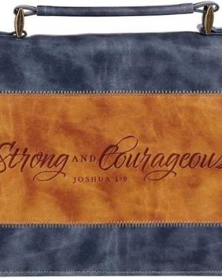 1220000324053 Classic Vegan Leather Bible Cover Carry Case for Men & Women: Strong & Courageou