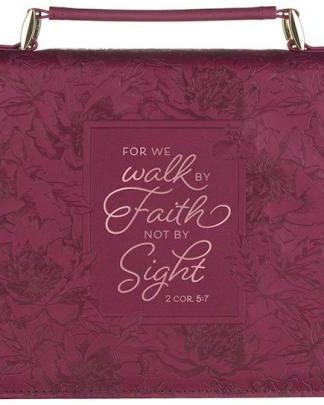 1220000320185 Protective Maroon Floral Faux Leather Bible Cover Carry Case with Handle for Wom