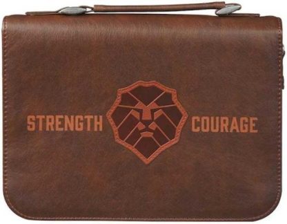 1220000324046 Classic Vegan Leather Bible Cover for Men & Boys: Strength & Courage Encouraging