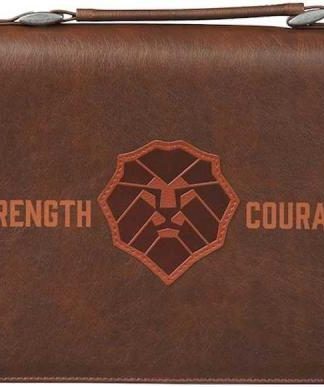 1220000324107 Classic Vegan Leather Bible Cover for Men & Boys: Strength & Courage Encouraging