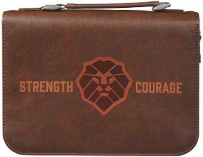 1220000324107 Classic Vegan Leather Bible Cover for Men & Boys: Strength & Courage Encouraging