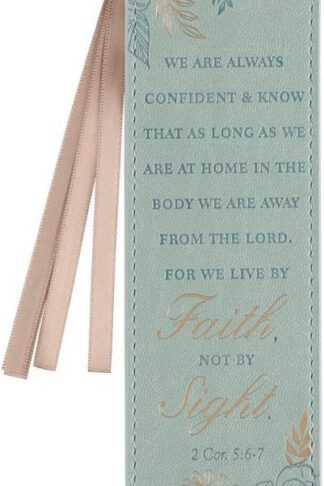 1220000139855 Teal Faux Leather Floral Bookmark for Women: Walk by Faith - 2 Corinthians 5: 6-