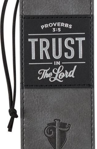 1220000139954 Black Charcoal Gray Faux Leather Bookmark for Men: Trust in the Lord - Proverbs
