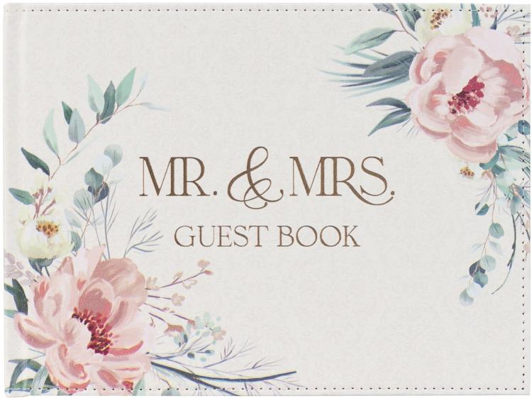 1220000324299 Mr. & Mrs. Floral Wedding Guest Book - We Love Because He First Loved Us - 1 Joh