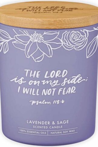 1220000328327 I Will Not Fear Lavender And Sage Candle In A Glass Jar Psalm 118:6