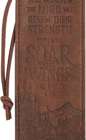 1220000136823 Faux Leather Bookmark Soar On Wings Isaiah 40:31 Bible Verse