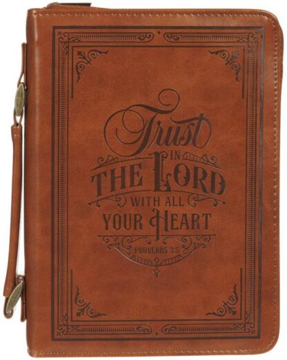 1220000324718 Classic Vegan Leather Bible Cover for Men & Women: Trust in the Lord Inspiration