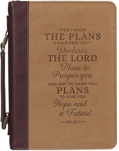 1220000325357 Classic Vegan Leather Bible Cover for Men & Women: Hope & Future Encouraging Scr