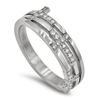 363636994762 CZ Trinity Cross Guarded In Christ Jesus (Size 6 Ring)