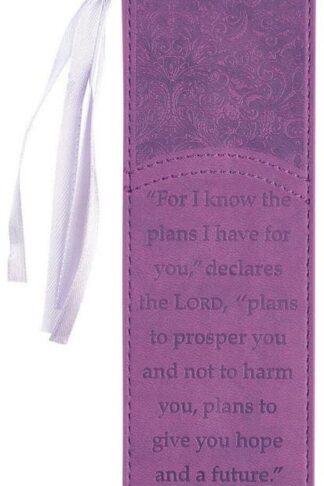 6006937083998 Purple Faux Leather Bookmark  For I Know The Plans - Jeremiah 29:11 Bible Verse