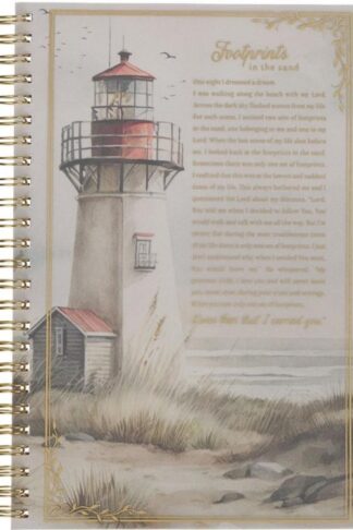 6006937170834 Footprints in the Sand Writing Wirebound Notebook - Psalm 118:29 Bible Verse