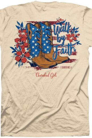 612978644522 Cherished Girl Walk By Faith Americana Boots (4XL T-Shirt)