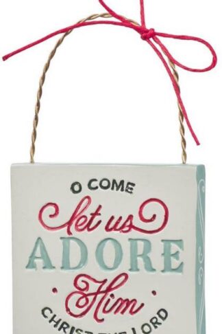 1220000329096 Small Novelty Decorative Square Resin Christmas Ornament: Come Let Us Adore Him