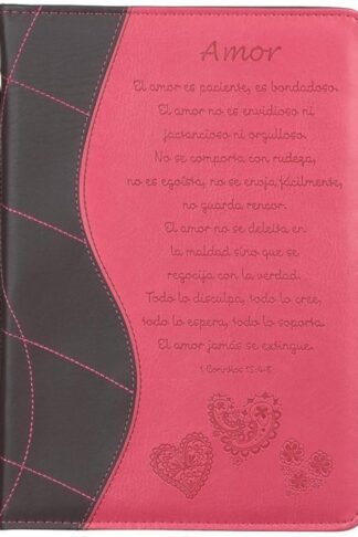 6006937114906 Pink «Amor» Bible / Book Cover - 1 Corinthians 13:4-8 (Large) (Spanish Edition